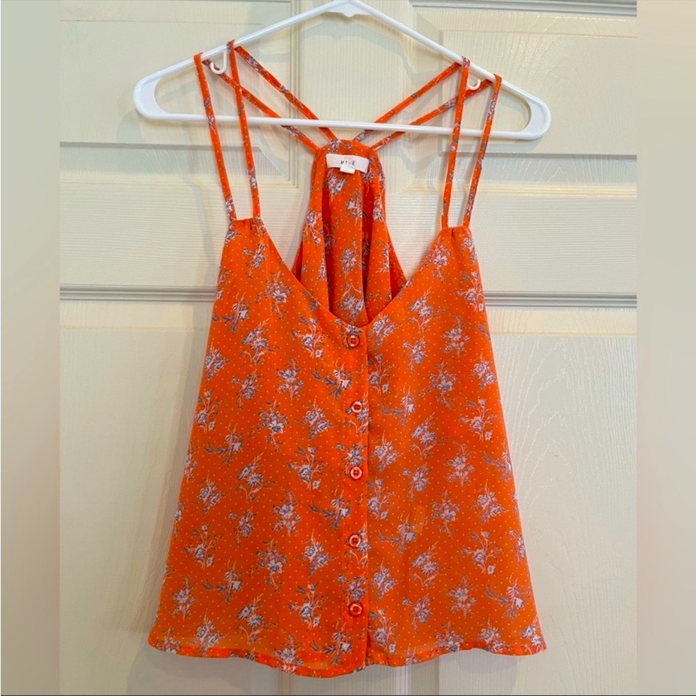 MINE orange double strap top